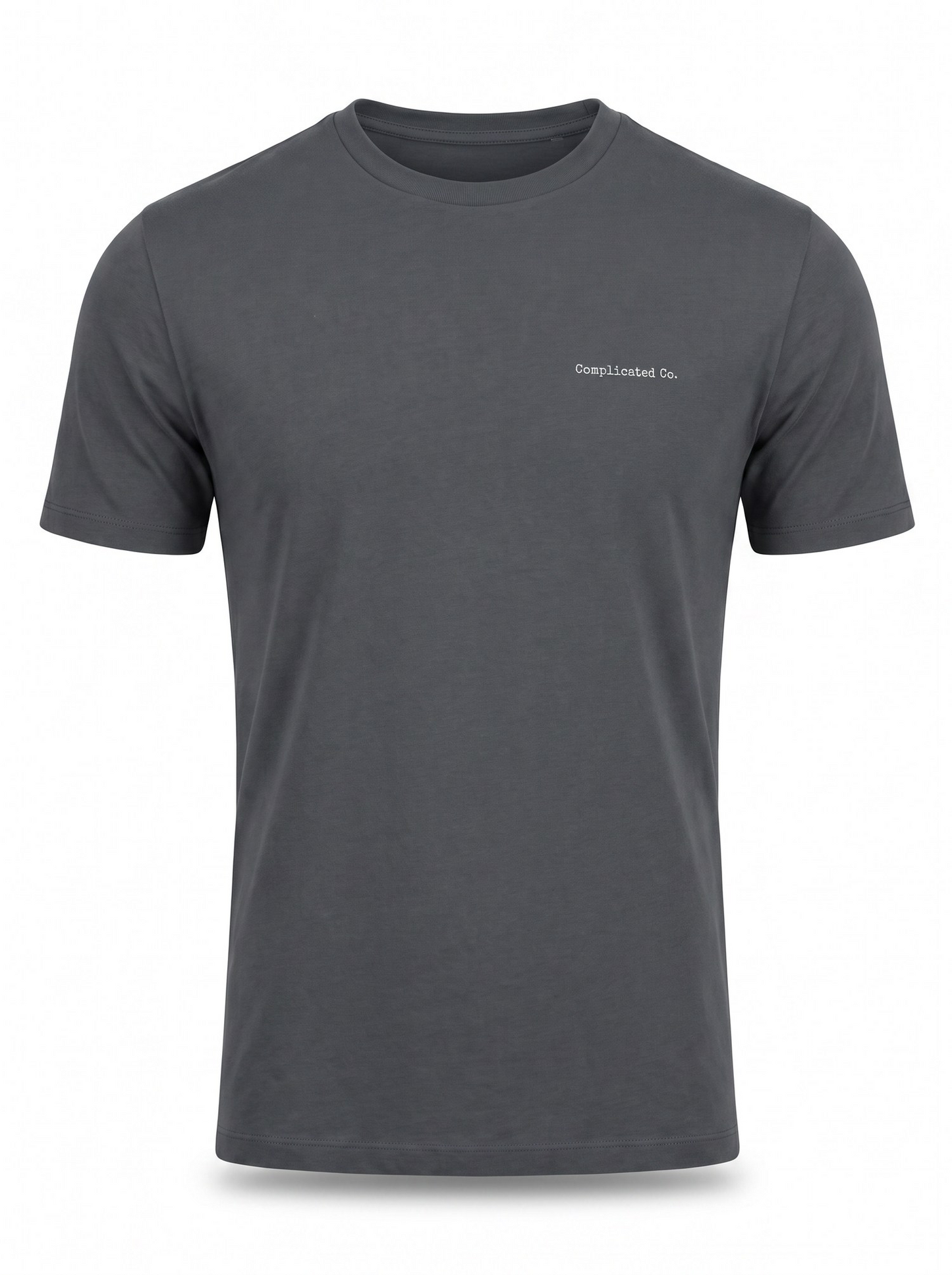 A dark gray crewneck t-shirt with a small white text logo on the left chest reading 'DeepLinked Co.', displayed on a clean white background.