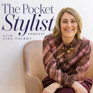 A lady smiling with writing saying The Pocket Stylist 