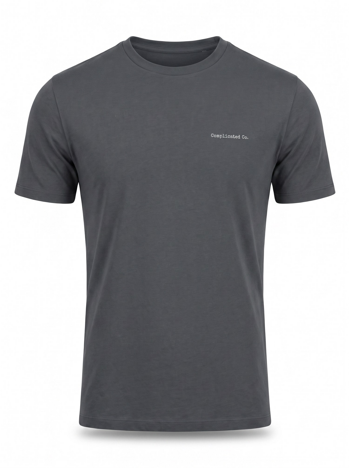 A dark gray crewneck t-shirt with a small white text logo on the left chest reading 'DeepLinked Co.', displayed on a clean white background.