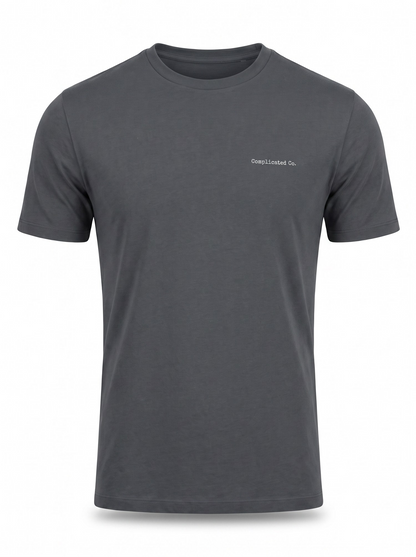 A dark gray crewneck t-shirt with a small white text logo on the left chest reading 'DeepLinked Co.', displayed on a clean white background.