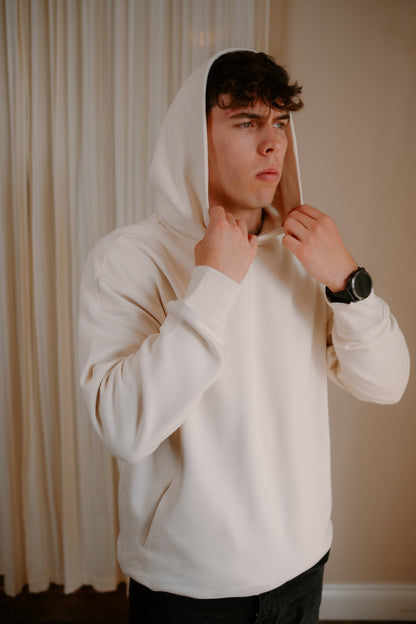 Oversized Hood in Natural, hood up – Gambol Archive