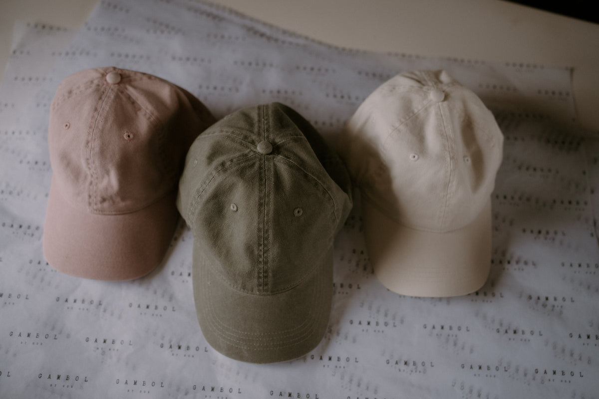 The Relaxed Cap in Petal, Almond and Ivory