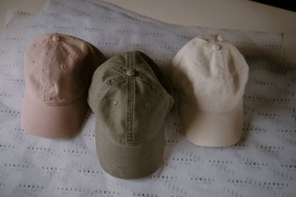 The Relaxed Cap in Petal, Almond and Ivory